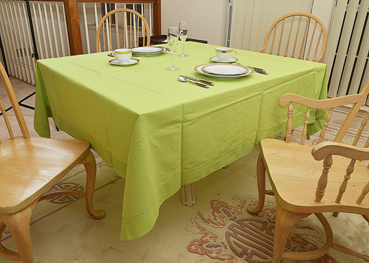 Festive 70"Square tablecloth. Bright Green (Macaw Green) color